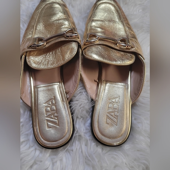 Zara Gold Slip-On Loafers for Women Size 10.5 - Picture 6 of 8